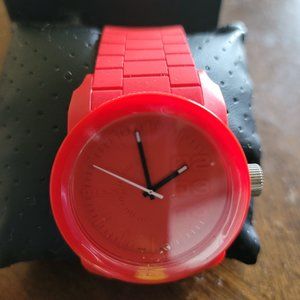 Diesel Unisex Red Silicone Strap Watch 44mm DZ1440